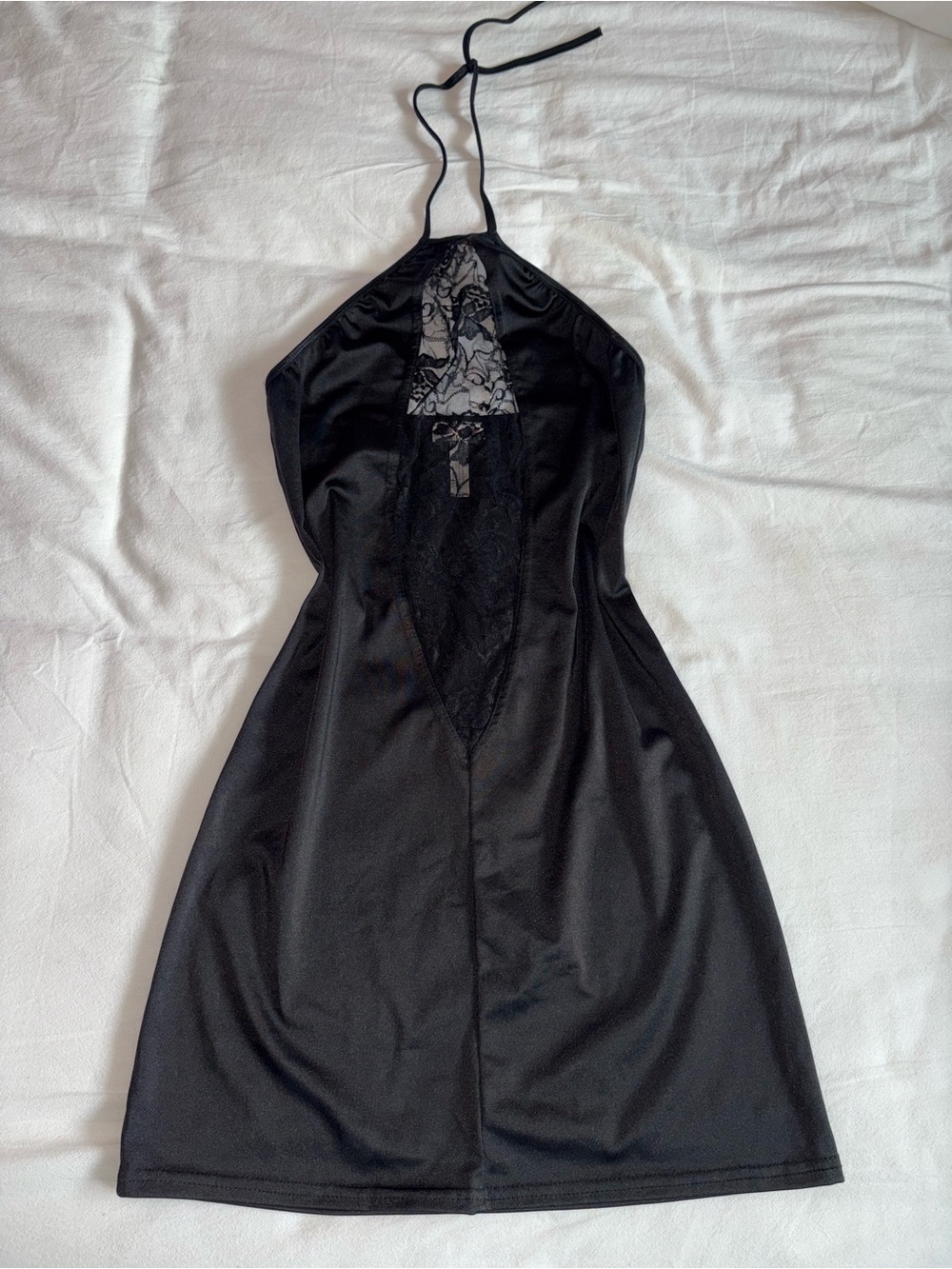 Black Halter Lace Cutout Y2K Coquette Slip Mini Dress
